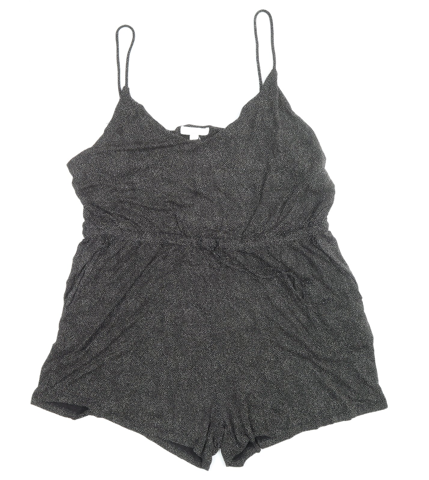H&M Womens Black Polka Dot Viscose Playsuit One-Piece Size XL Pullover