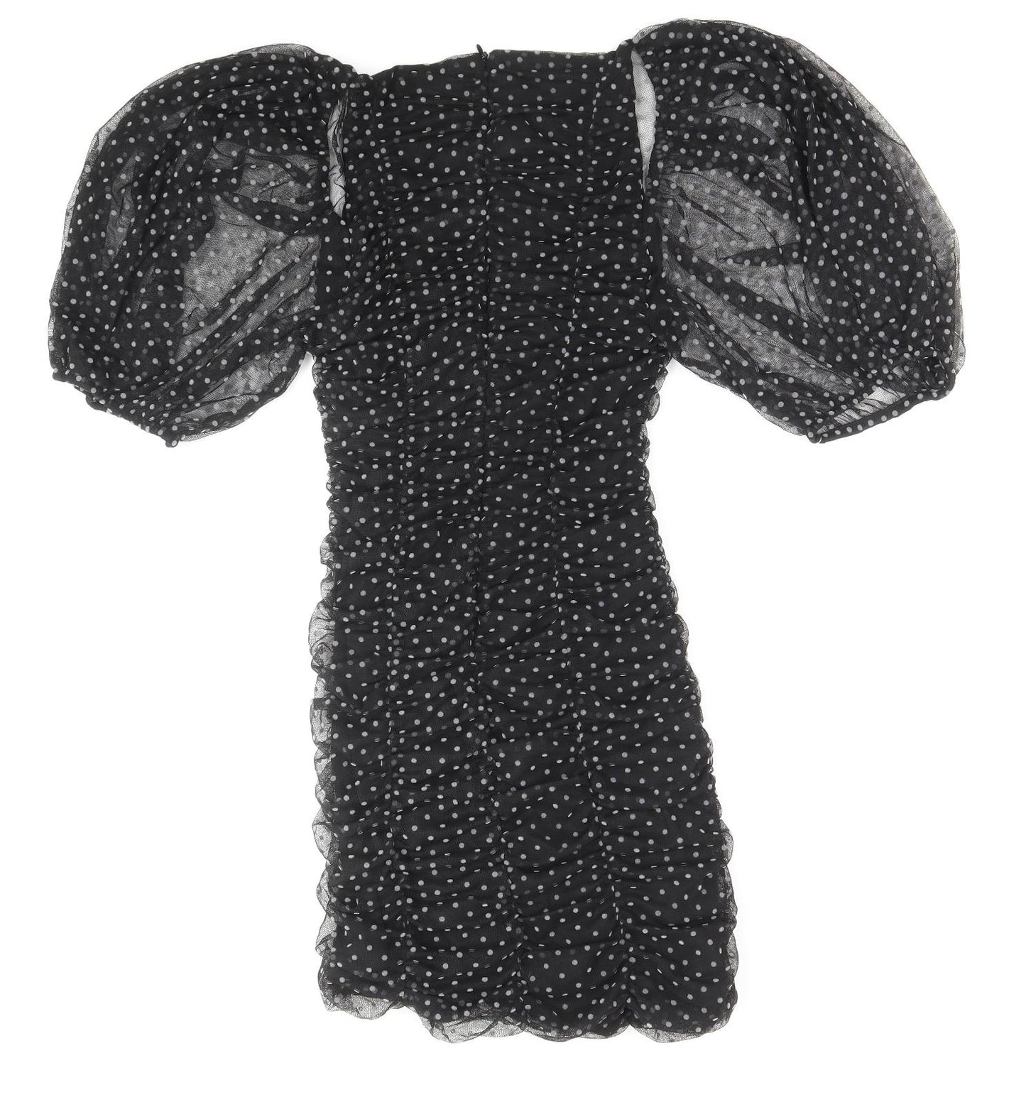 Zara Womens Black Polka Dot Viscose Mini Size M Sweetheart Zip