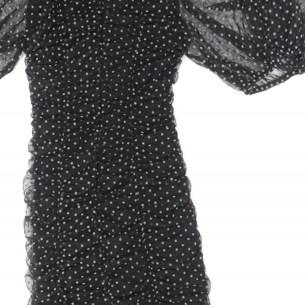 Zara Womens Black Polka Dot Viscose Mini Size M Sweetheart Zip