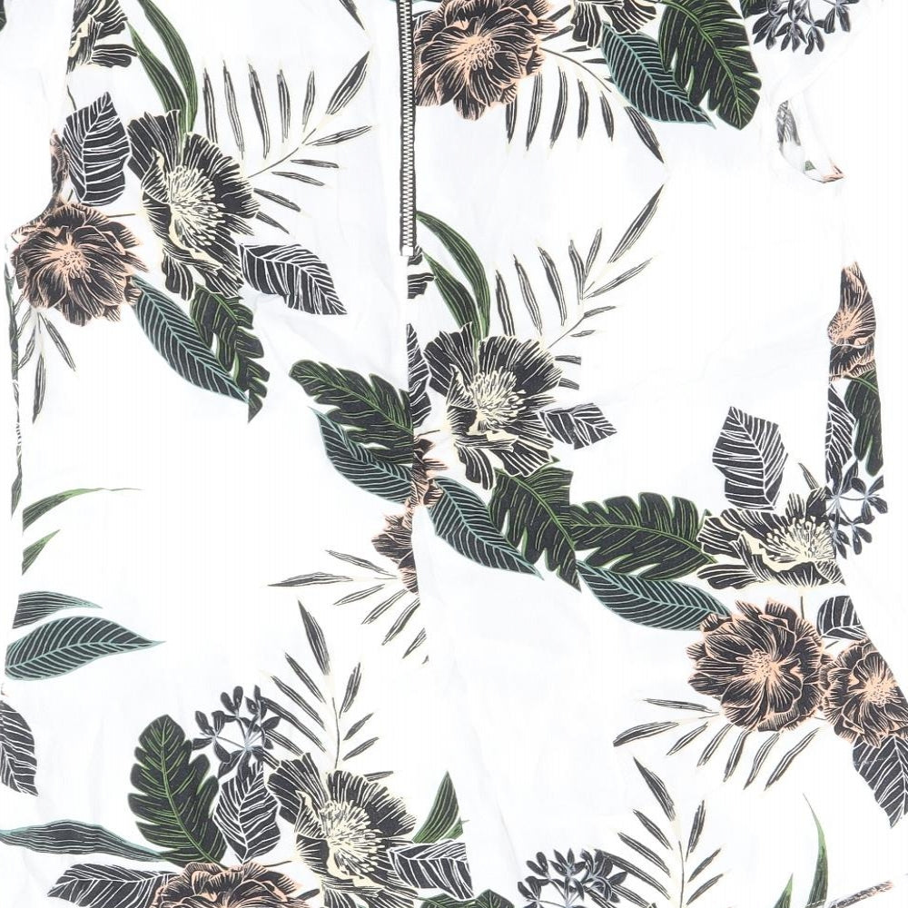 Wallis Womens White Geometric Polyester Basic T-Shirt Size 8 Round Neck