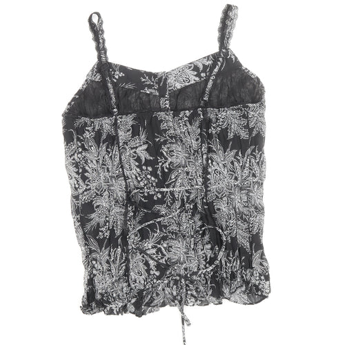Soon Womens Black Geometric Polyester Basic Tank Size 12 V-Neck