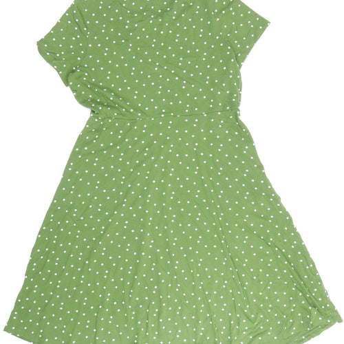 Seasalt cornwall Womens Green Polka Dot Cotton T-Shirt Dress Size 16 Round Neck Pullover