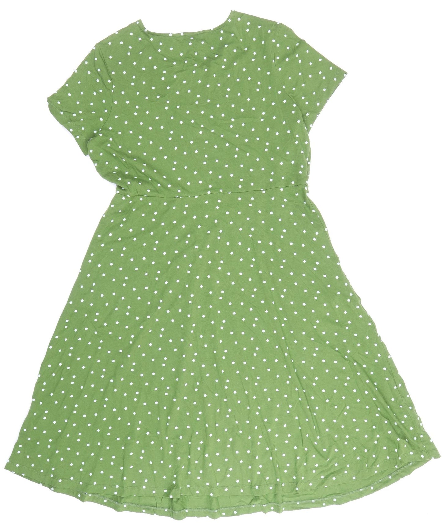 Seasalt cornwall Womens Green Polka Dot Cotton T-Shirt Dress Size 16 Round Neck Pullover