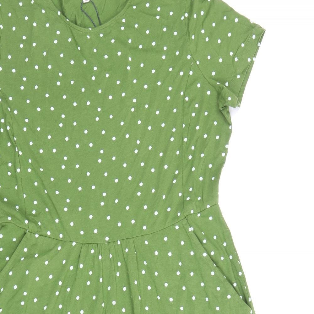 Seasalt cornwall Womens Green Polka Dot Cotton T-Shirt Dress Size 16 Round Neck Pullover