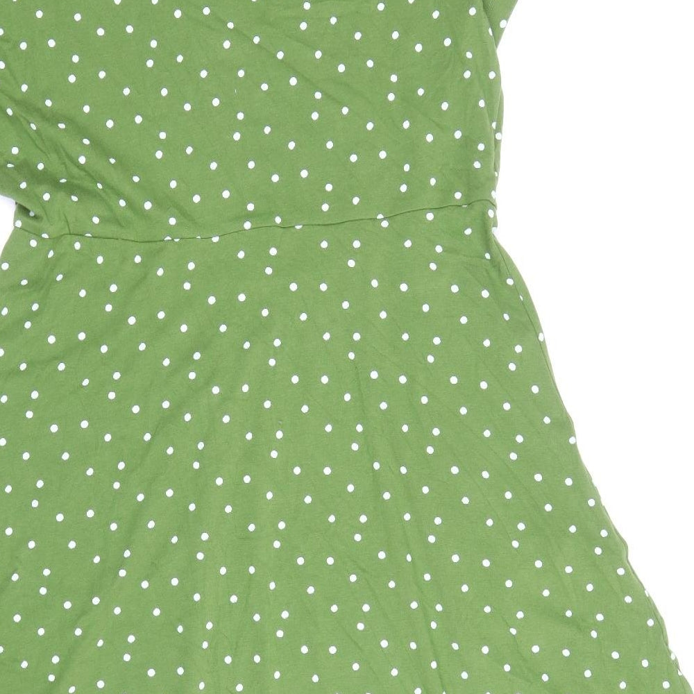 Seasalt cornwall Womens Green Polka Dot Cotton T-Shirt Dress Size 16 Round Neck Pullover