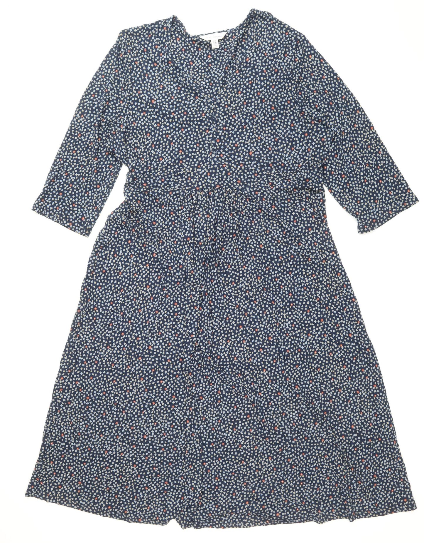 Sea Salt Cornwall` Womens Blue Geometric Viscose A-Line Size 18 V-Neck Pullover