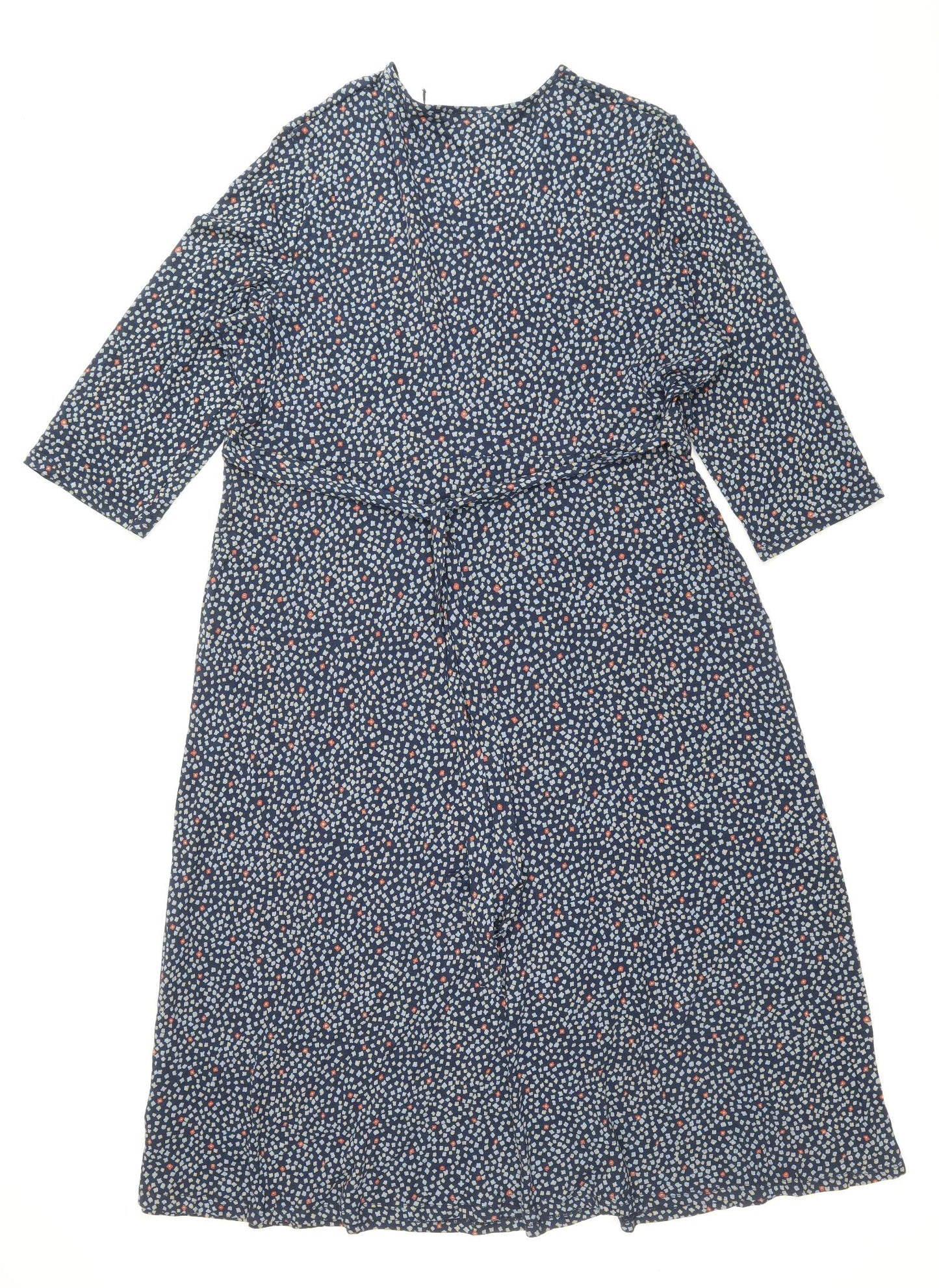 Sea Salt Cornwall` Womens Blue Geometric Viscose A-Line Size 18 V-Neck Pullover