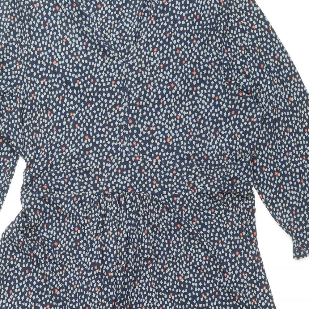 Sea Salt Cornwall` Womens Blue Geometric Viscose A-Line Size 18 V-Neck Pullover