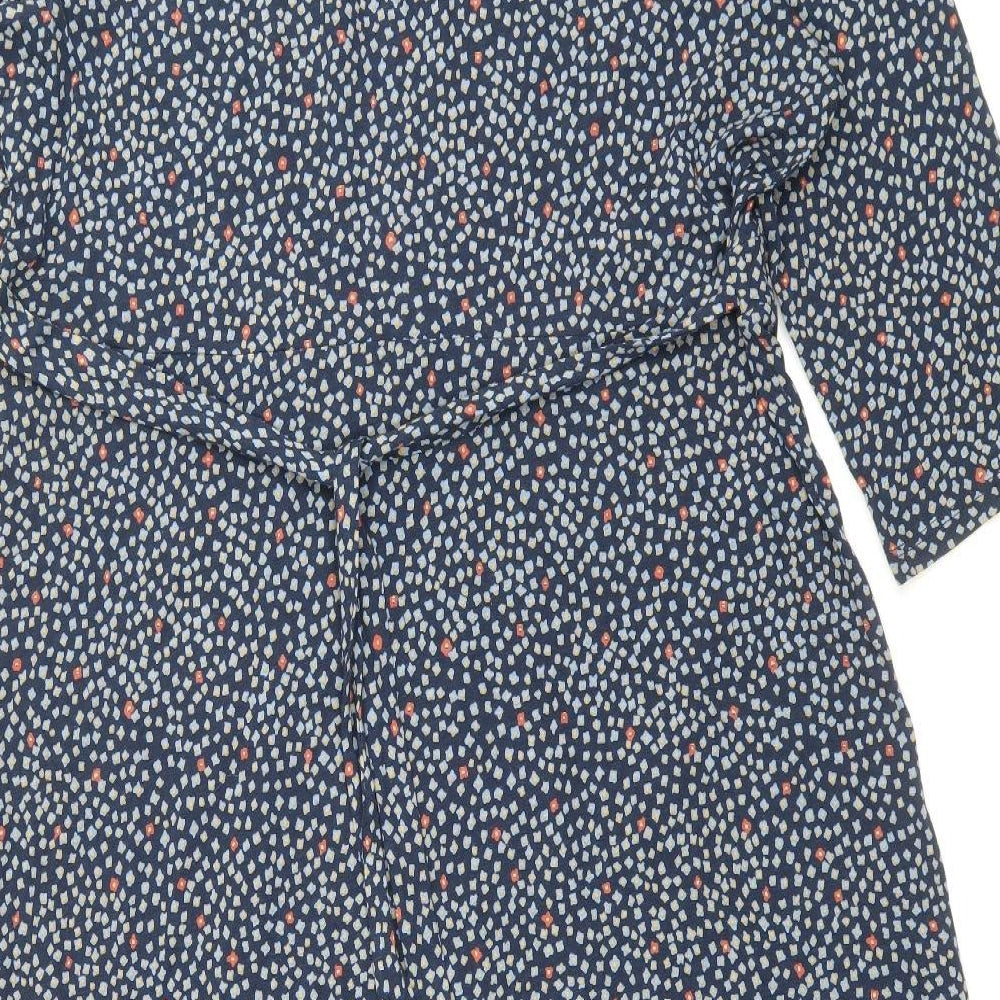 Sea Salt Cornwall` Womens Blue Geometric Viscose A-Line Size 18 V-Neck Pullover