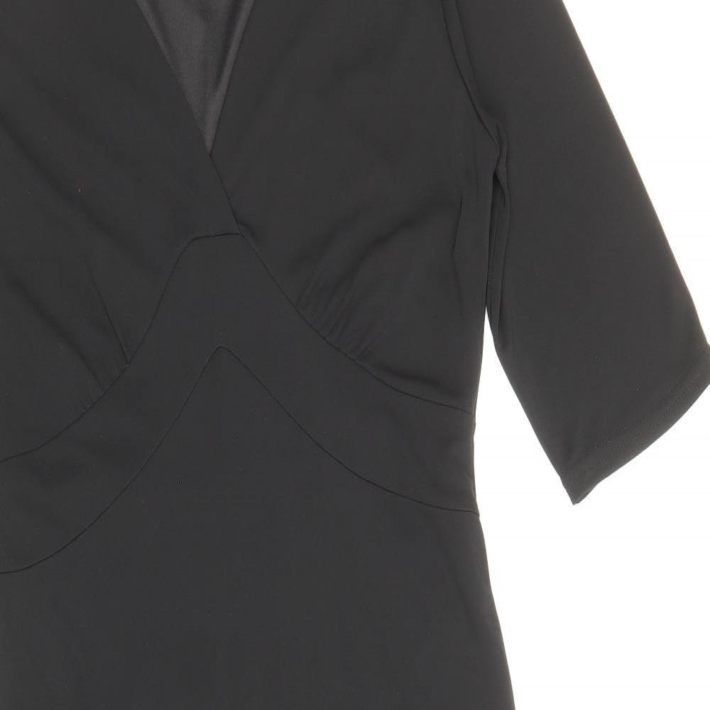 NEXT Womens Black Polyester Sheath Size 14 V-Neck Pullover
