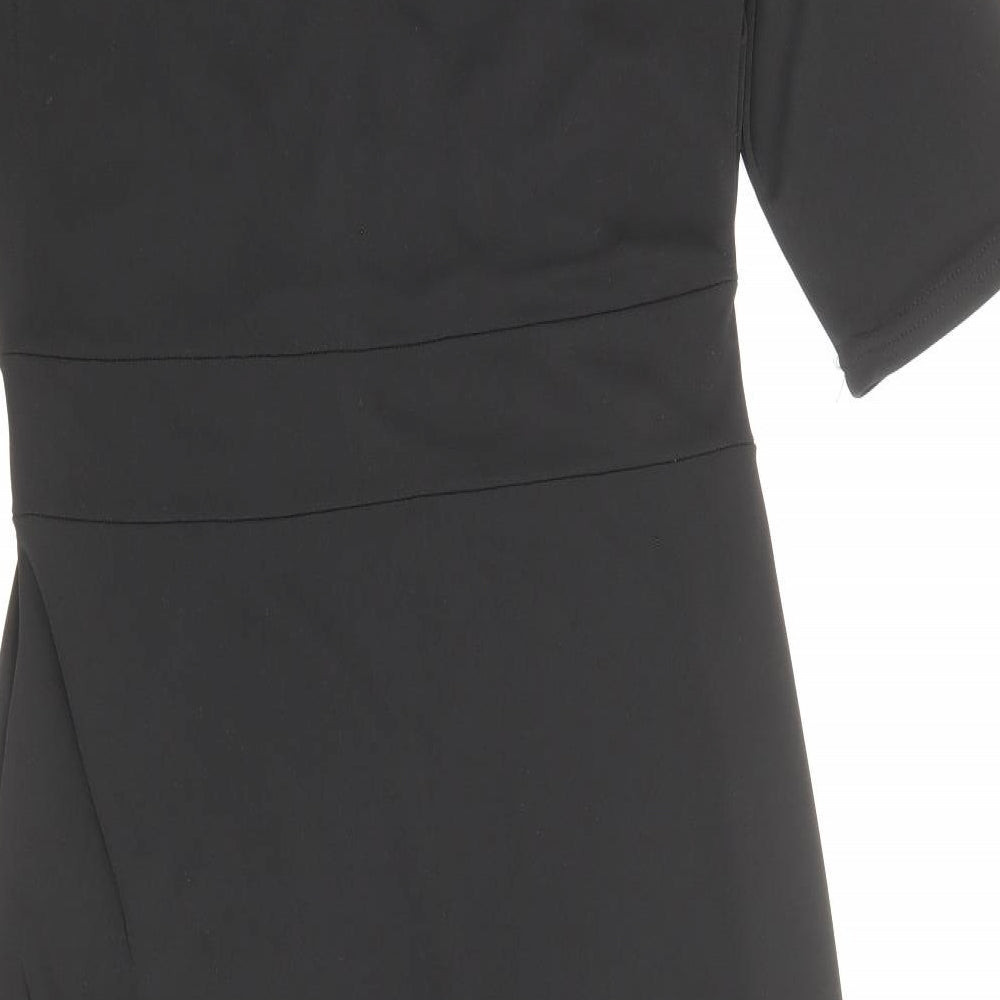 NEXT Womens Black Polyester Sheath Size 14 V-Neck Pullover