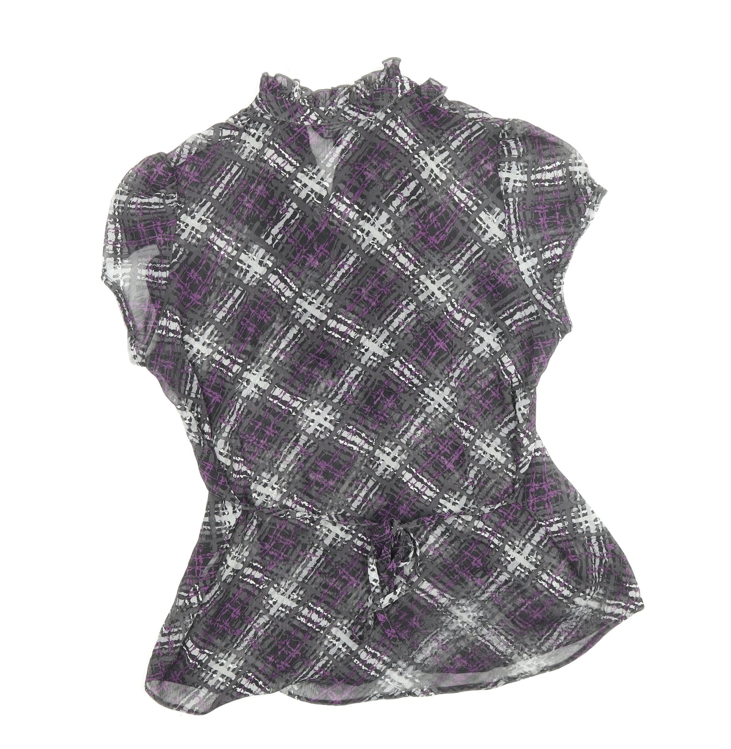 Papaya Womens Black Geometric Polyester Basic Blouse Size 16 V-Neck