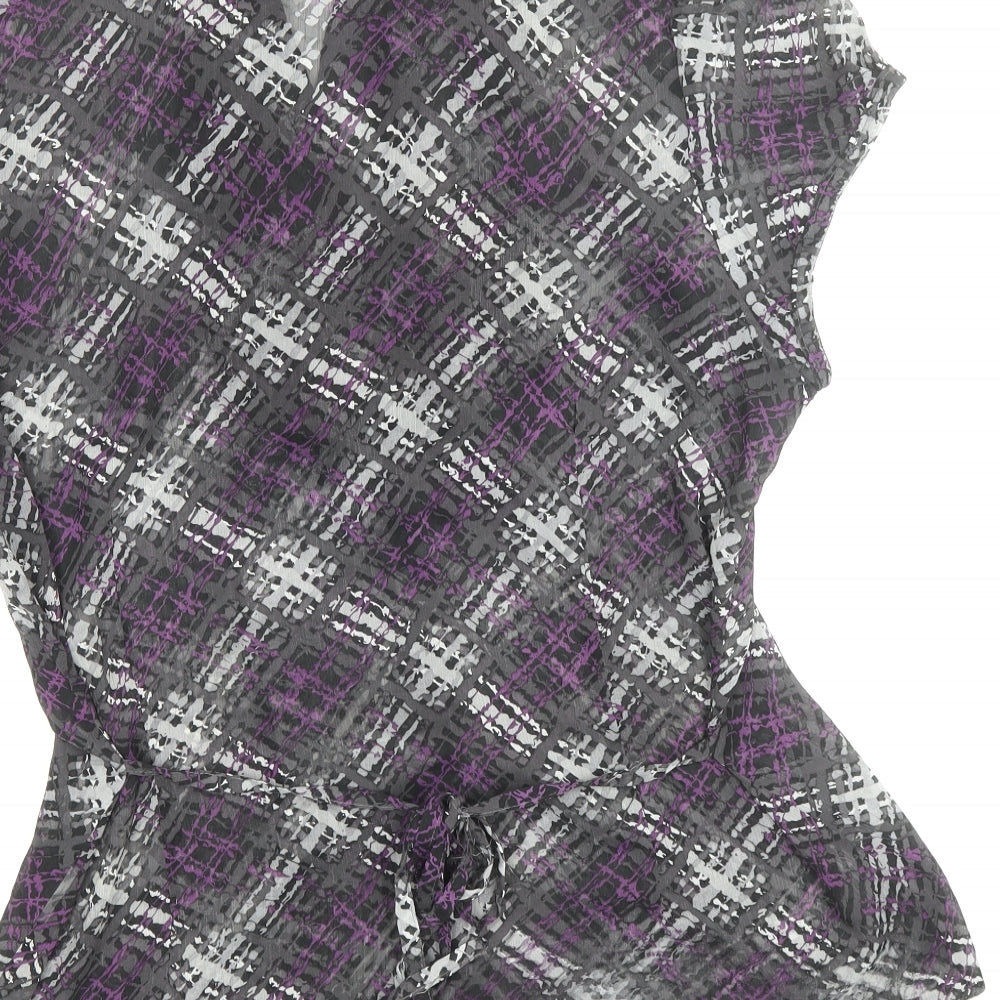 Papaya Womens Black Geometric Polyester Basic Blouse Size 16 V-Neck