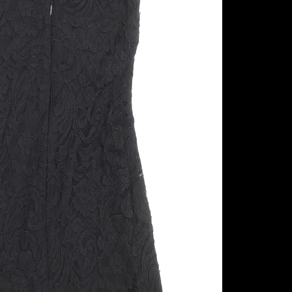 Topshop Womens Black Nylon Bodycon Size 8 V-Neck Zip