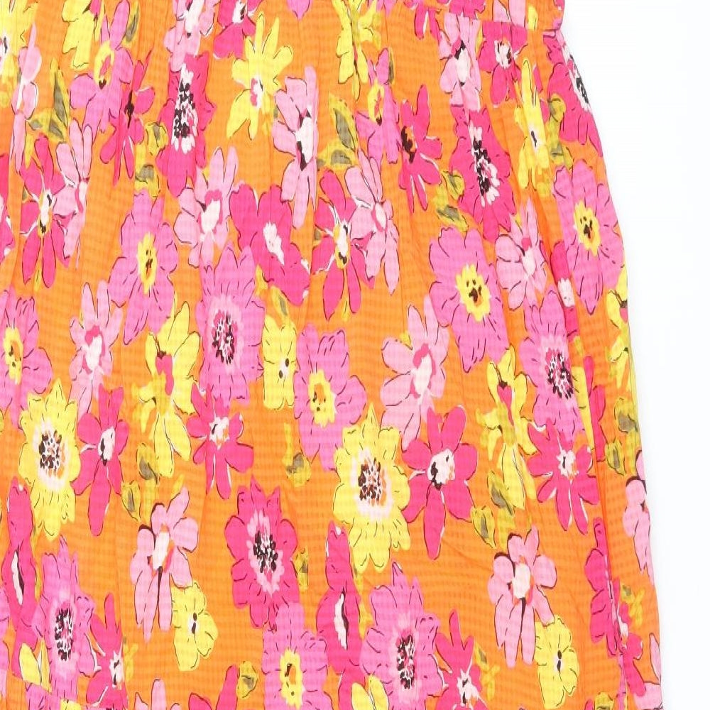 Marks and Spencer Womens Multicoloured Floral Viscose Tank Dress Size 10 Square Neck Button