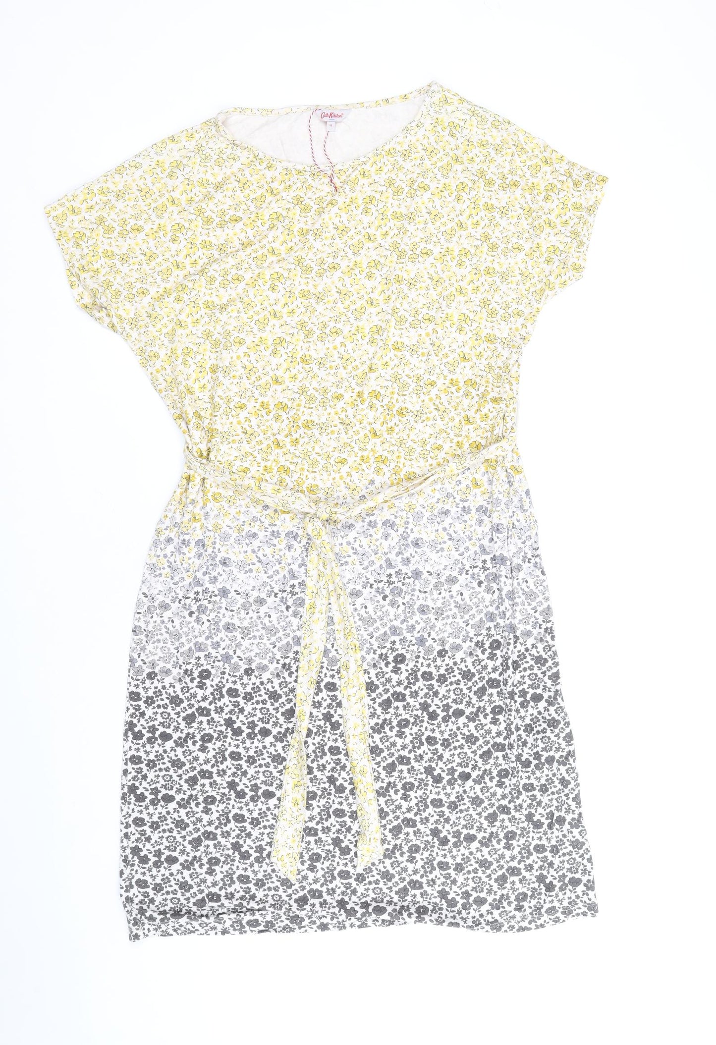 Cath Kidston Womens Yellow Floral Viscose Shift Size 10 Boat Neck Pullover