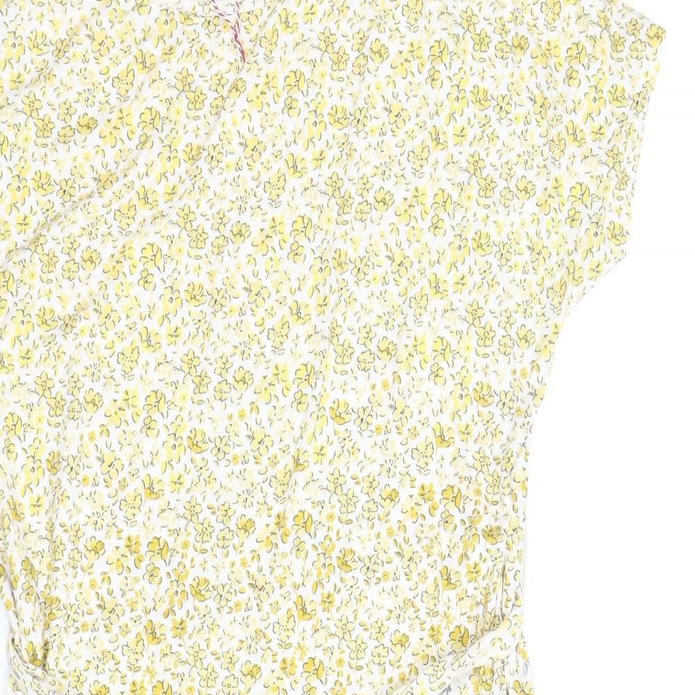 Cath Kidston Womens Yellow Floral Viscose Shift Size 10 Boat Neck Pullover