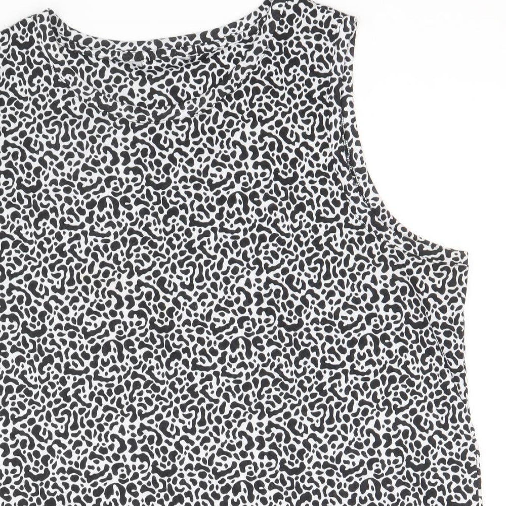Marks and Spencer Womens Black Animal Print Polyester Basic Tank Size 16 Round Neck