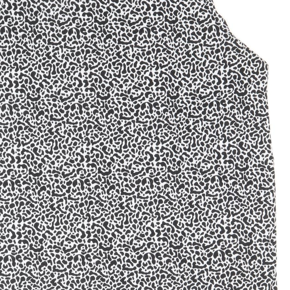 Marks and Spencer Womens Black Animal Print Polyester Basic Tank Size 16 Round Neck