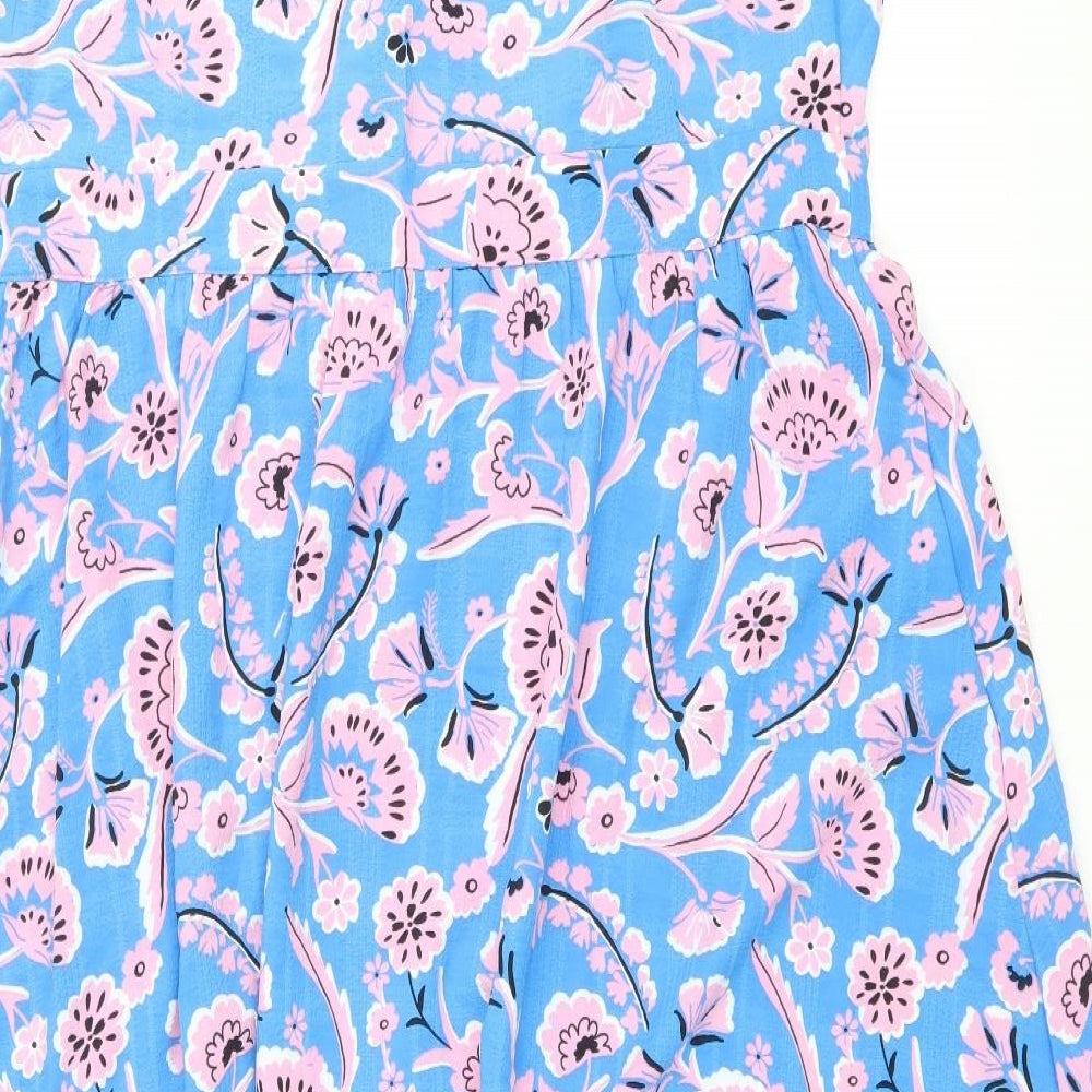Marks and Spencer Womens Blue Paisley Polyester Tank Dress Size 18 V-Neck Pullover