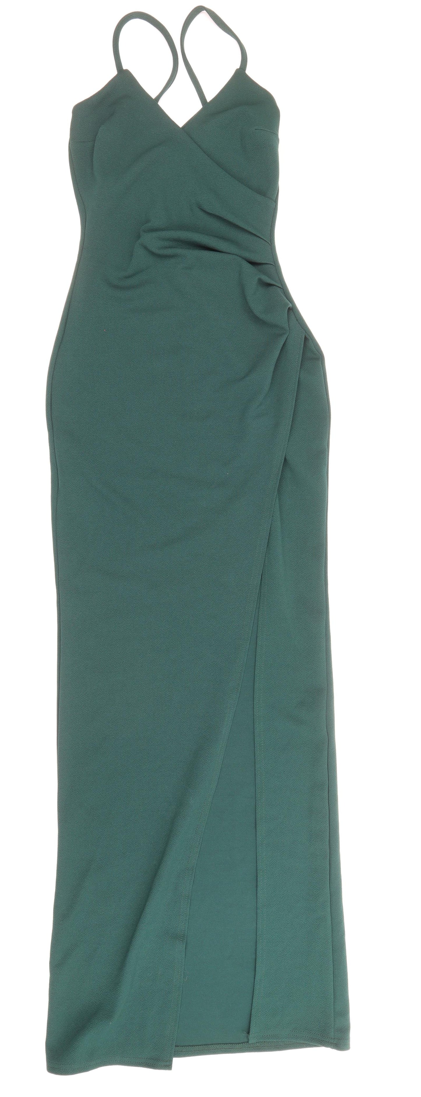 PRETTYLITTLETHING Womens Green Polyester Slip Dress Size 8 V-Neck Pullover