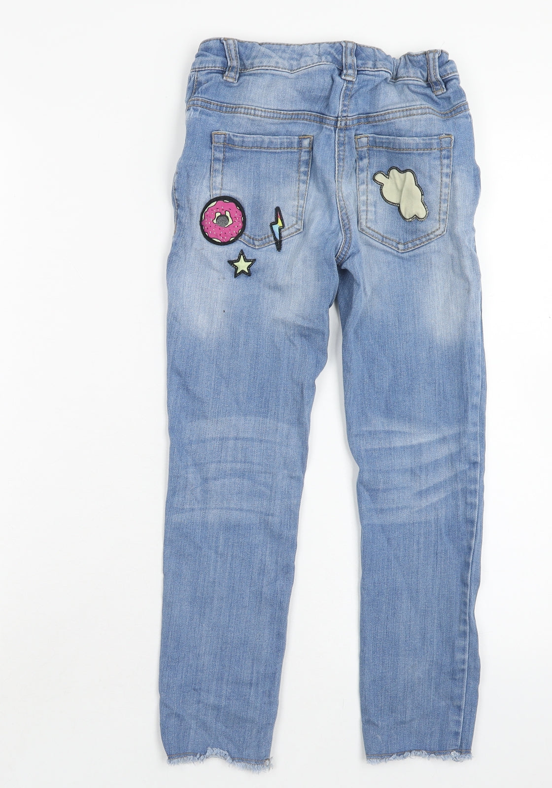 NEXT Girls Blue Cotton Skinny Jeans Size 9 Months Regular Button - Badge