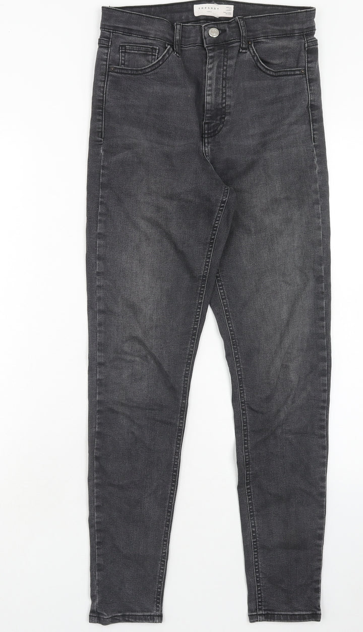 Topshop Womens Black Cotton Skinny Jeans Size 28 in Regular Button