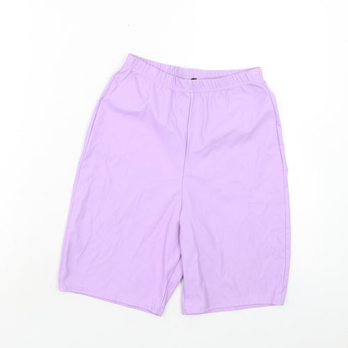PRETTYLITTLETHING Womens Purple Polyester Compression Shorts Size 8 Regular Pull On