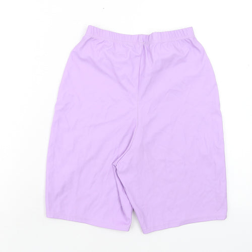 PRETTYLITTLETHING Womens Purple Polyester Compression Shorts Size 8 Regular Pull On