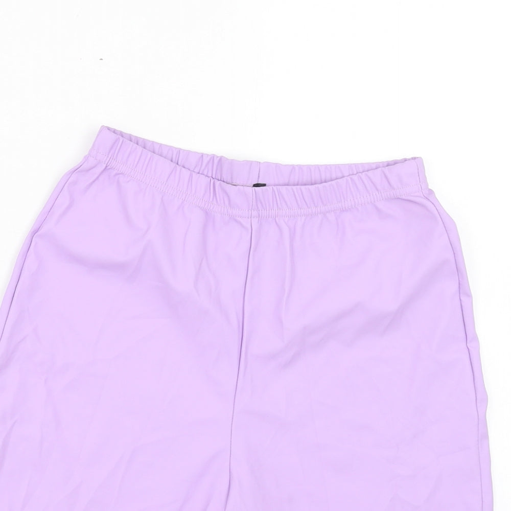 PRETTYLITTLETHING Womens Purple Polyester Compression Shorts Size 8 Regular Pull On
