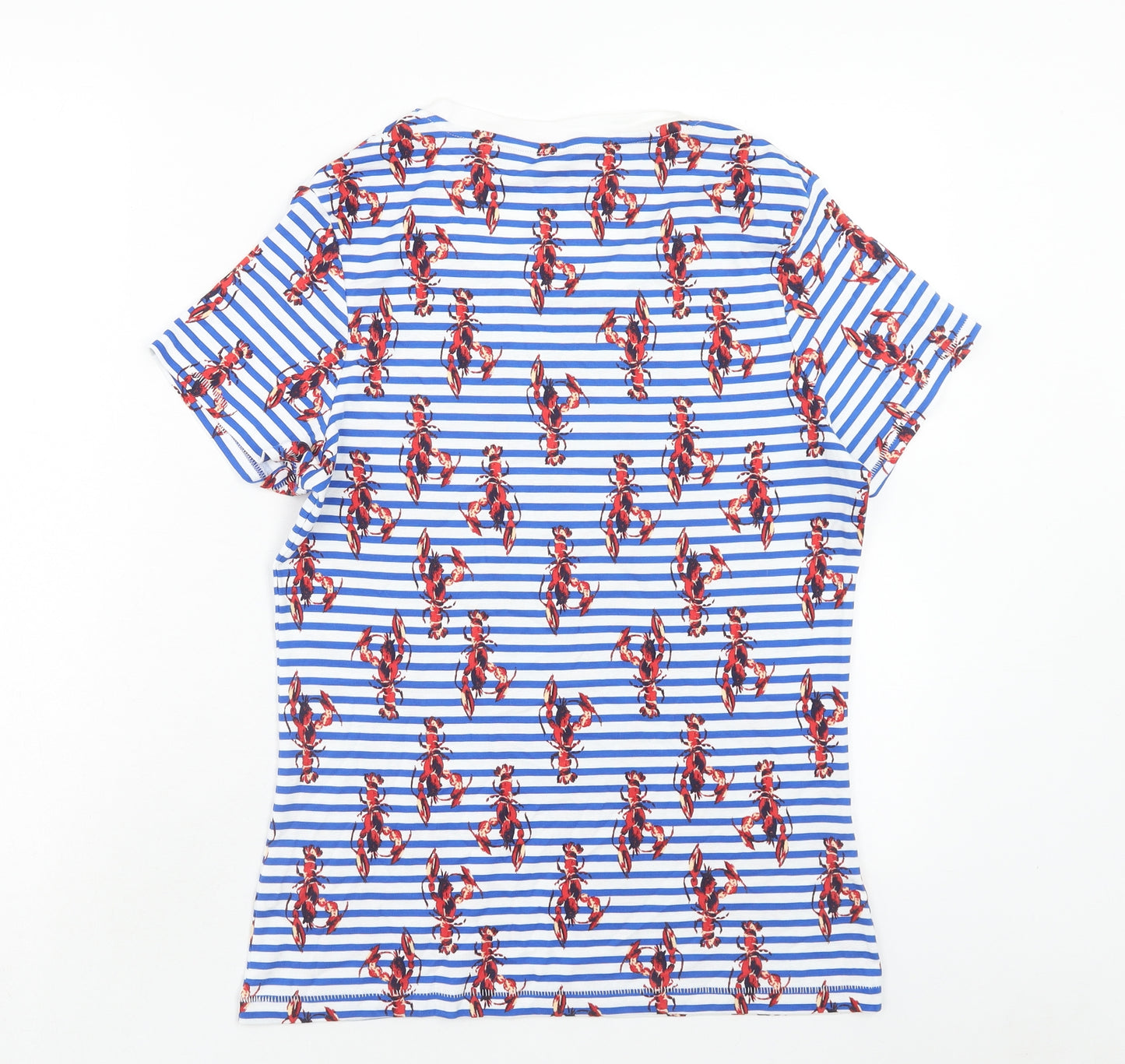 TU Womens Multicoloured Striped Cotton Basic T-Shirt Size 16 Round Neck - Lobster