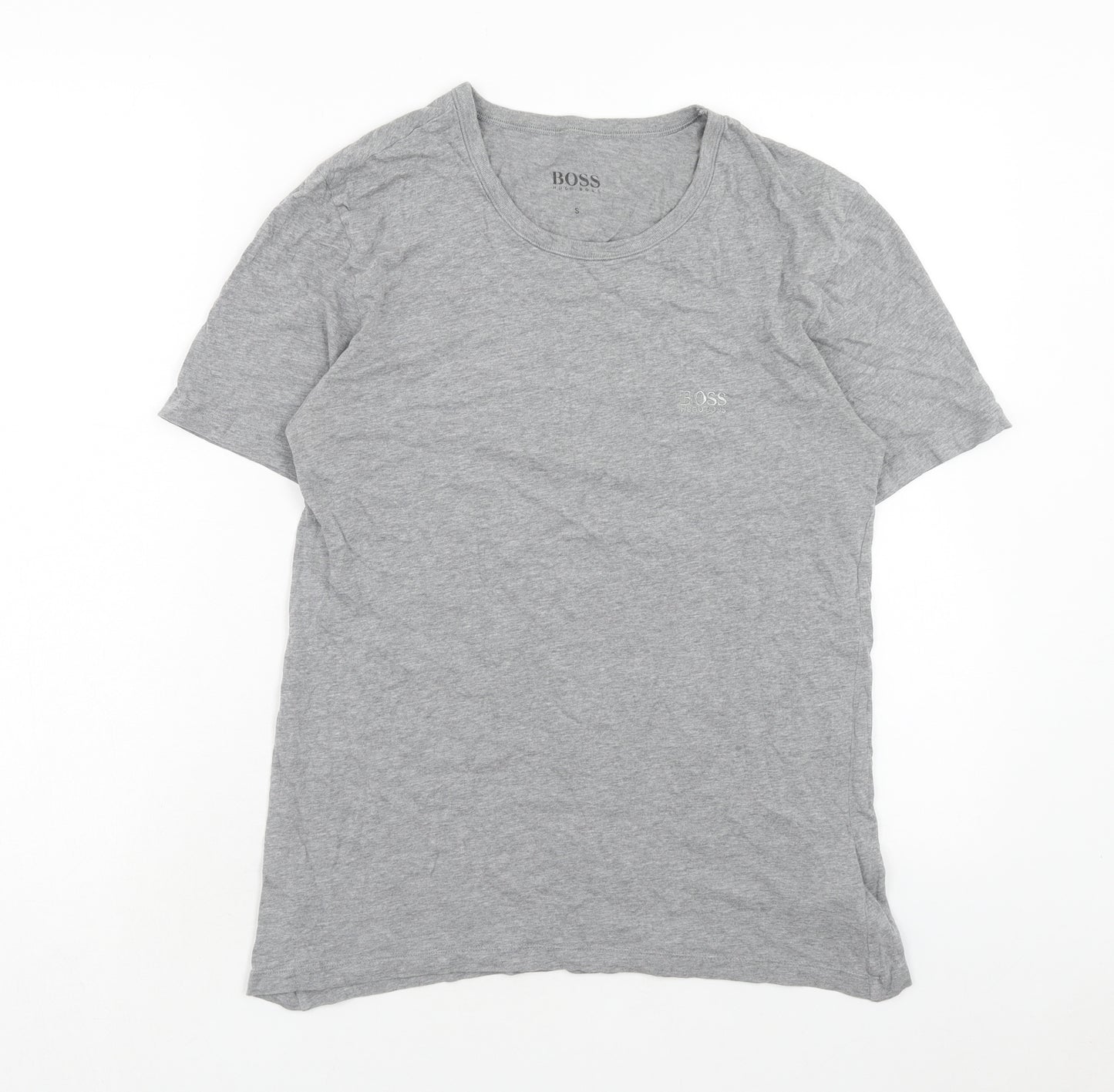 HUGO BOSS Mens Grey Cotton T-Shirt Size S Round Neck