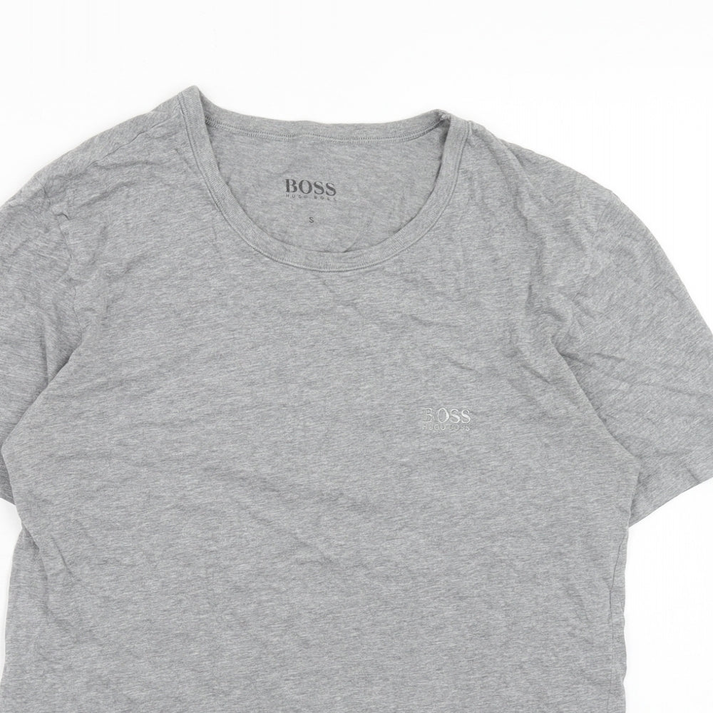 HUGO BOSS Mens Grey Cotton T-Shirt Size S Round Neck