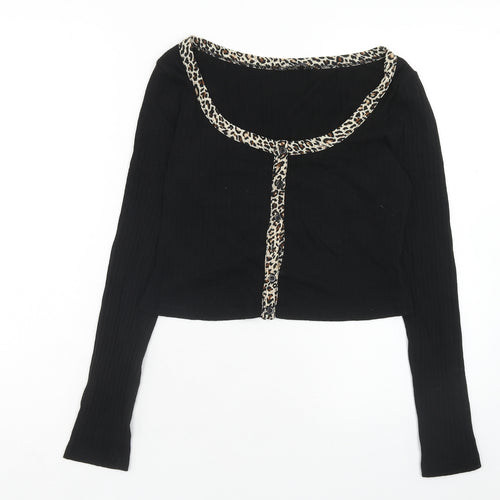 SheIn Womens Black Scoop Neck Cotton Cardigan Jumper Size L