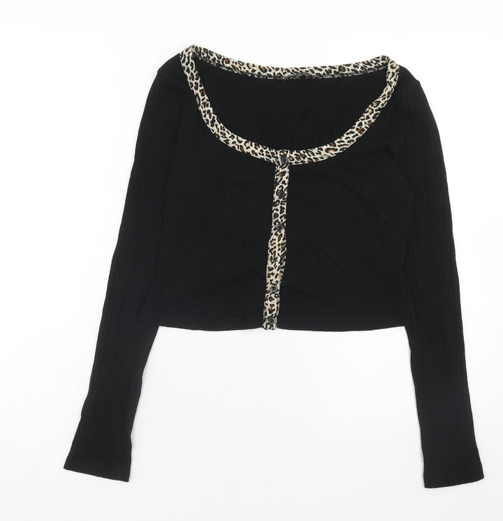 SheIn Womens Black Scoop Neck Cotton Cardigan Jumper Size L