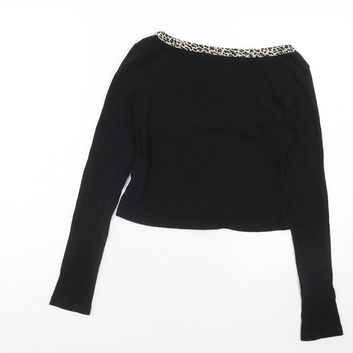 SheIn Womens Black Scoop Neck Cotton Cardigan Jumper Size L