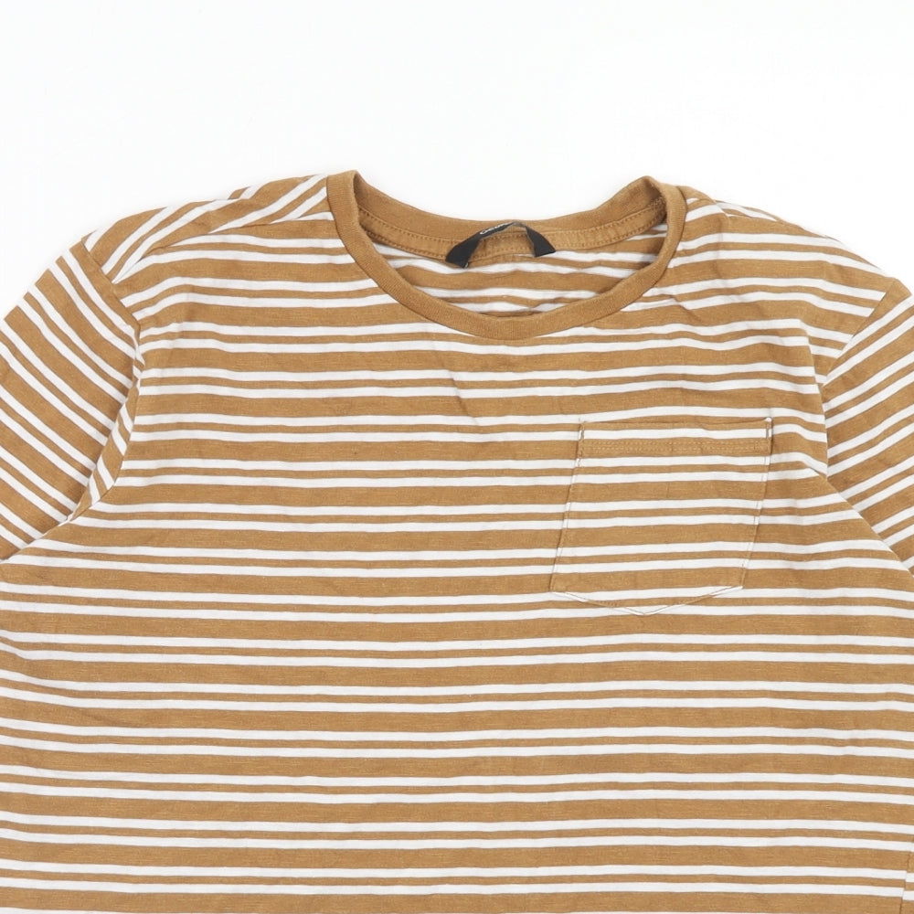 George Boys Multicoloured Striped Cotton Basic T-Shirt Size 13-14 Years Round Neck Pullover