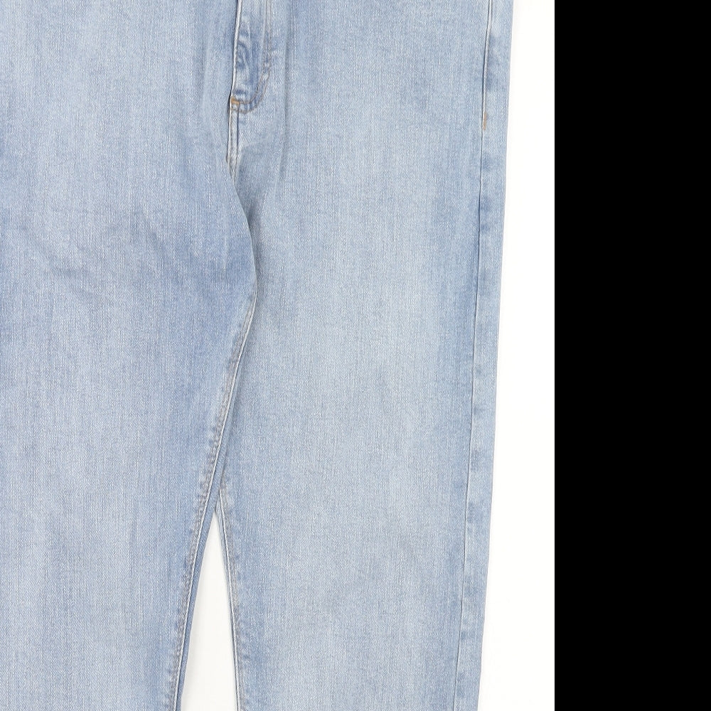 Marks and Spencer Mens Blue Cotton Straight Jeans Size 36 in L29 in Slim Button