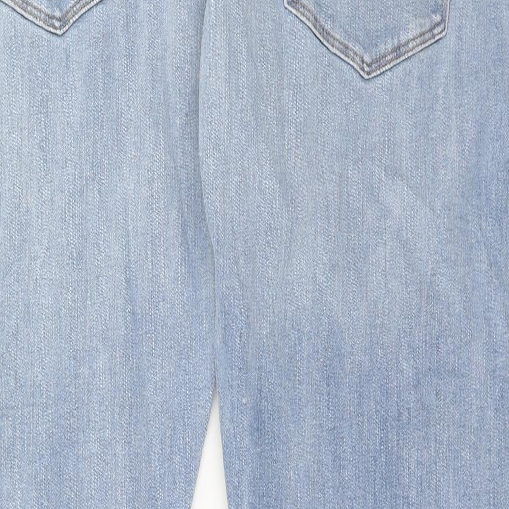 Marks and Spencer Mens Blue Cotton Straight Jeans Size 36 in L29 in Slim Button