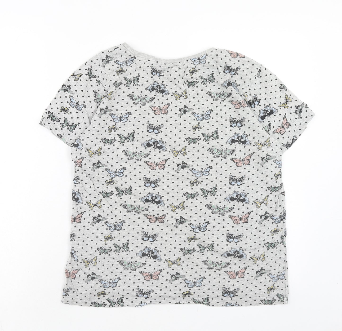 Primark Womens Multicoloured Polka Dot Cotton Basic T-Shirt Size L Round Neck - Butterfly