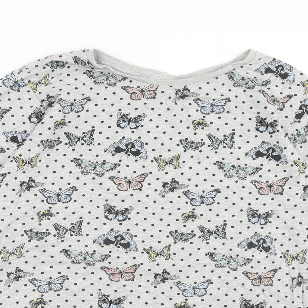 Primark Womens Multicoloured Polka Dot Cotton Basic T-Shirt Size L Round Neck - Butterfly
