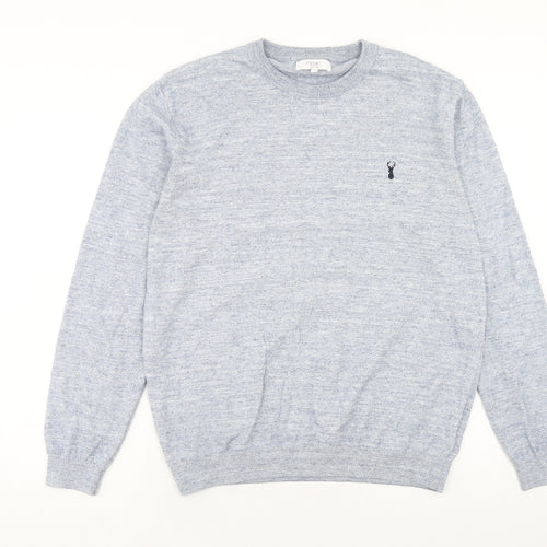 NEXT Mens Blue Round Neck Cotton Pullover Jumper Size L