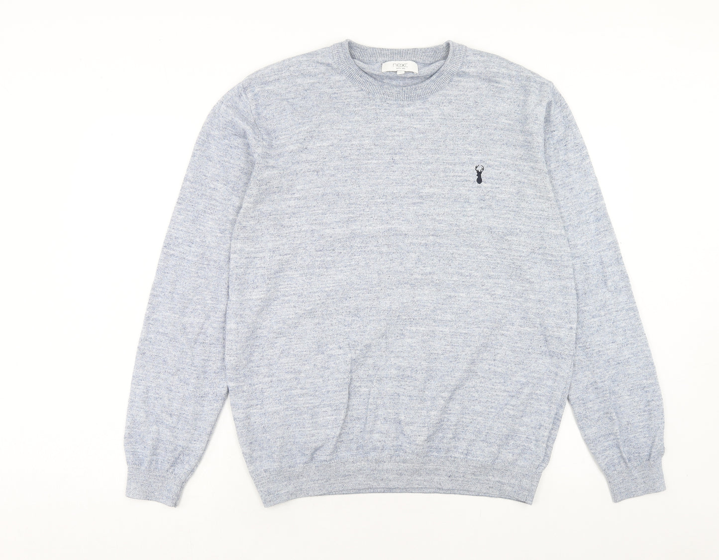 NEXT Mens Blue Round Neck Cotton Pullover Jumper Size L