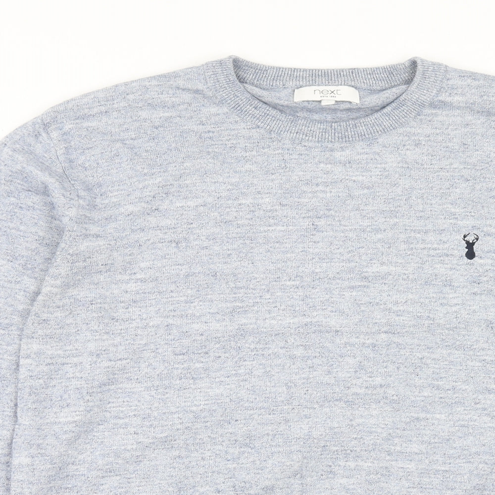 NEXT Mens Blue Round Neck Cotton Pullover Jumper Size L