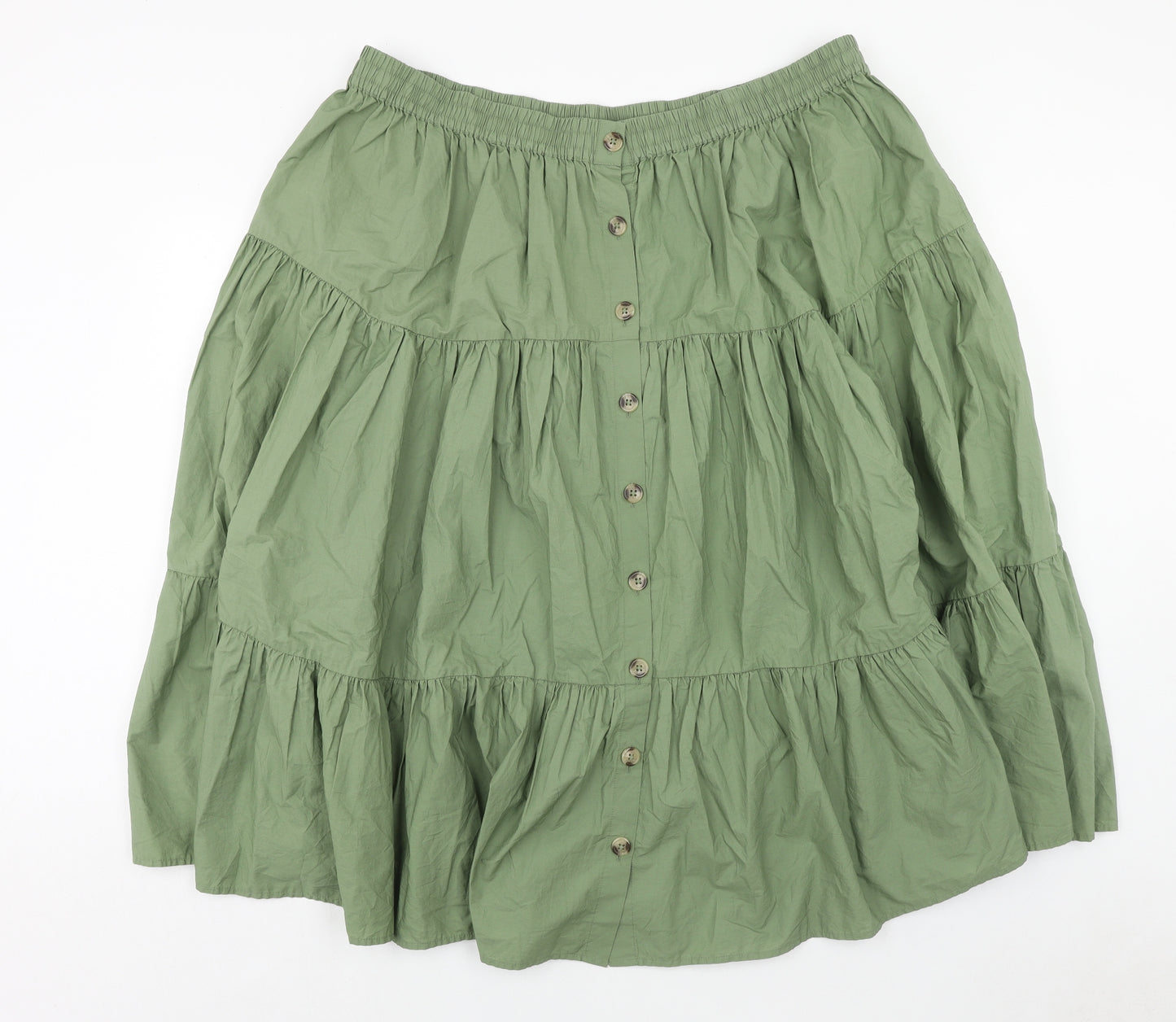 Marks and Spencer Womens Green Cotton Flare Skirt Size 22