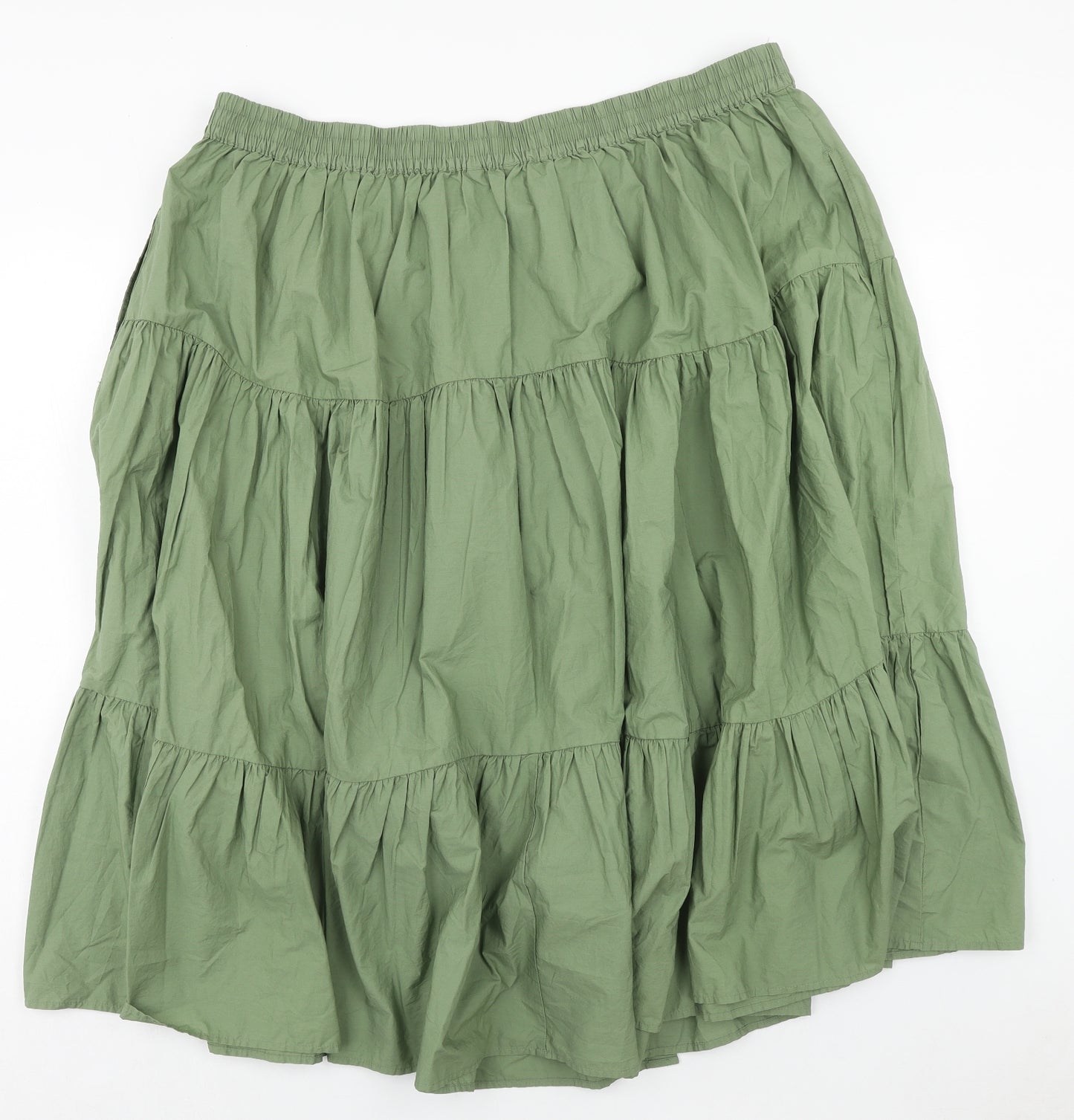 Marks and Spencer Womens Green Cotton Flare Skirt Size 22