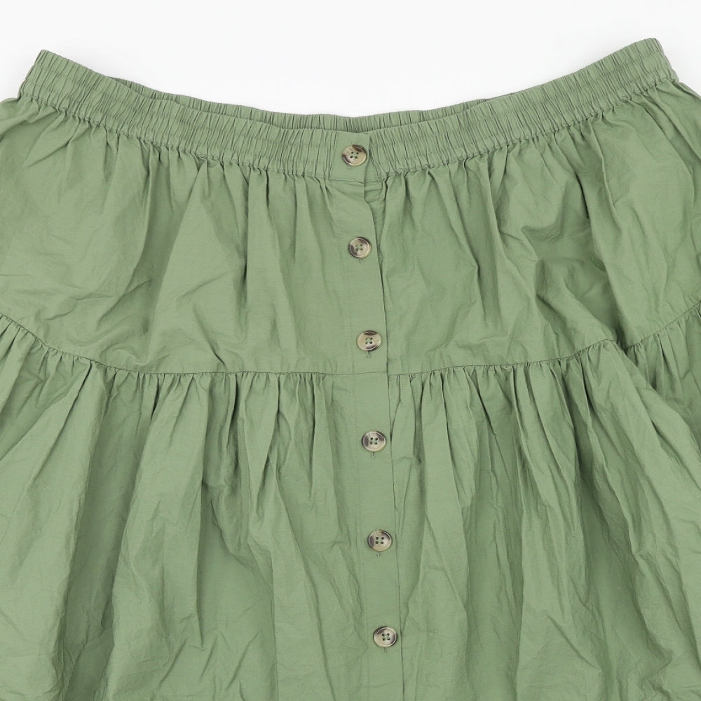 Marks and Spencer Womens Green Cotton Flare Skirt Size 22