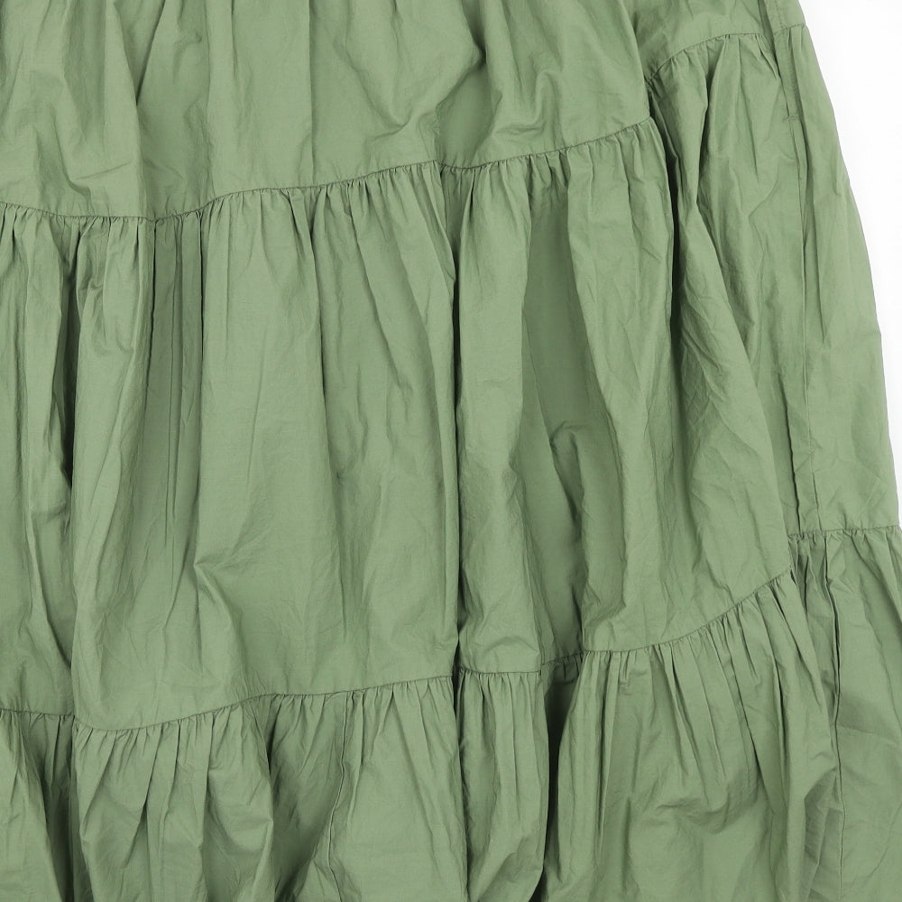 Marks and Spencer Womens Green Cotton Flare Skirt Size 22