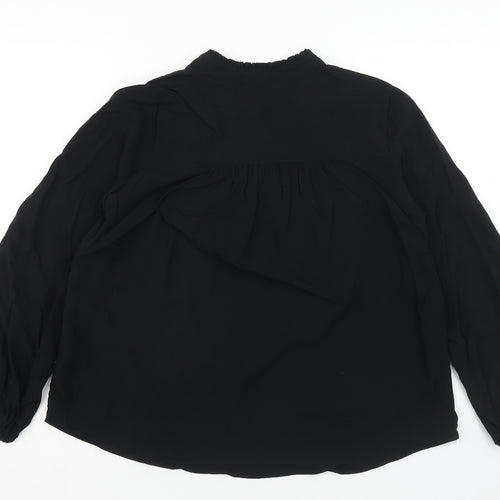 Marks and Spencer Womens Black Viscose Basic Blouse Size 10 V-Neck