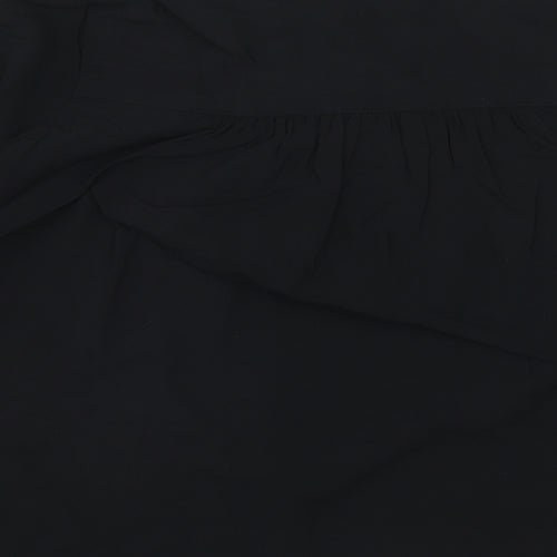 Marks and Spencer Womens Black Viscose Basic Blouse Size 10 V-Neck
